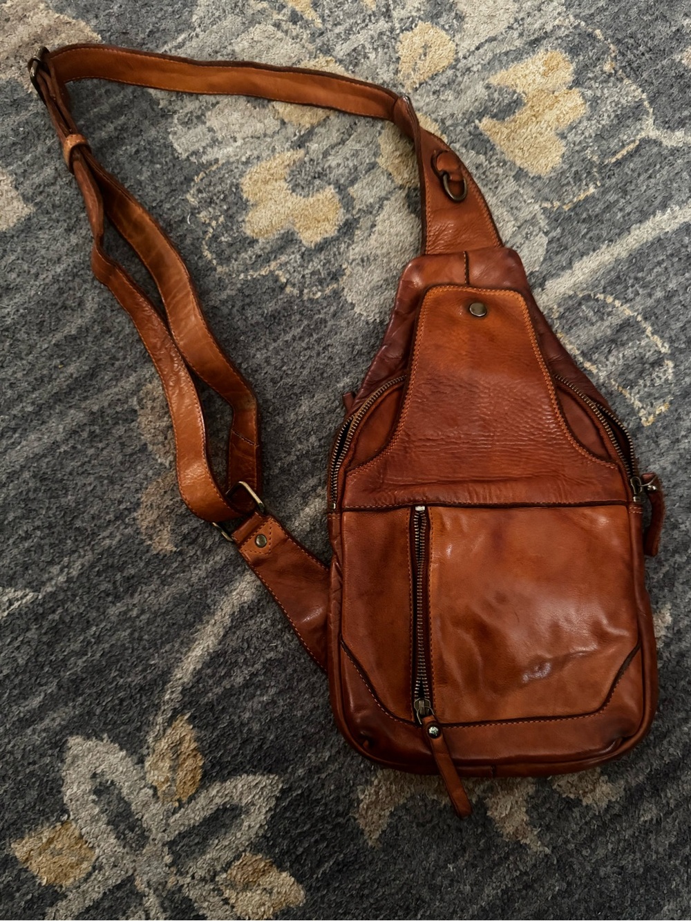 Leather Sling Bag - Brown - spaghetti western